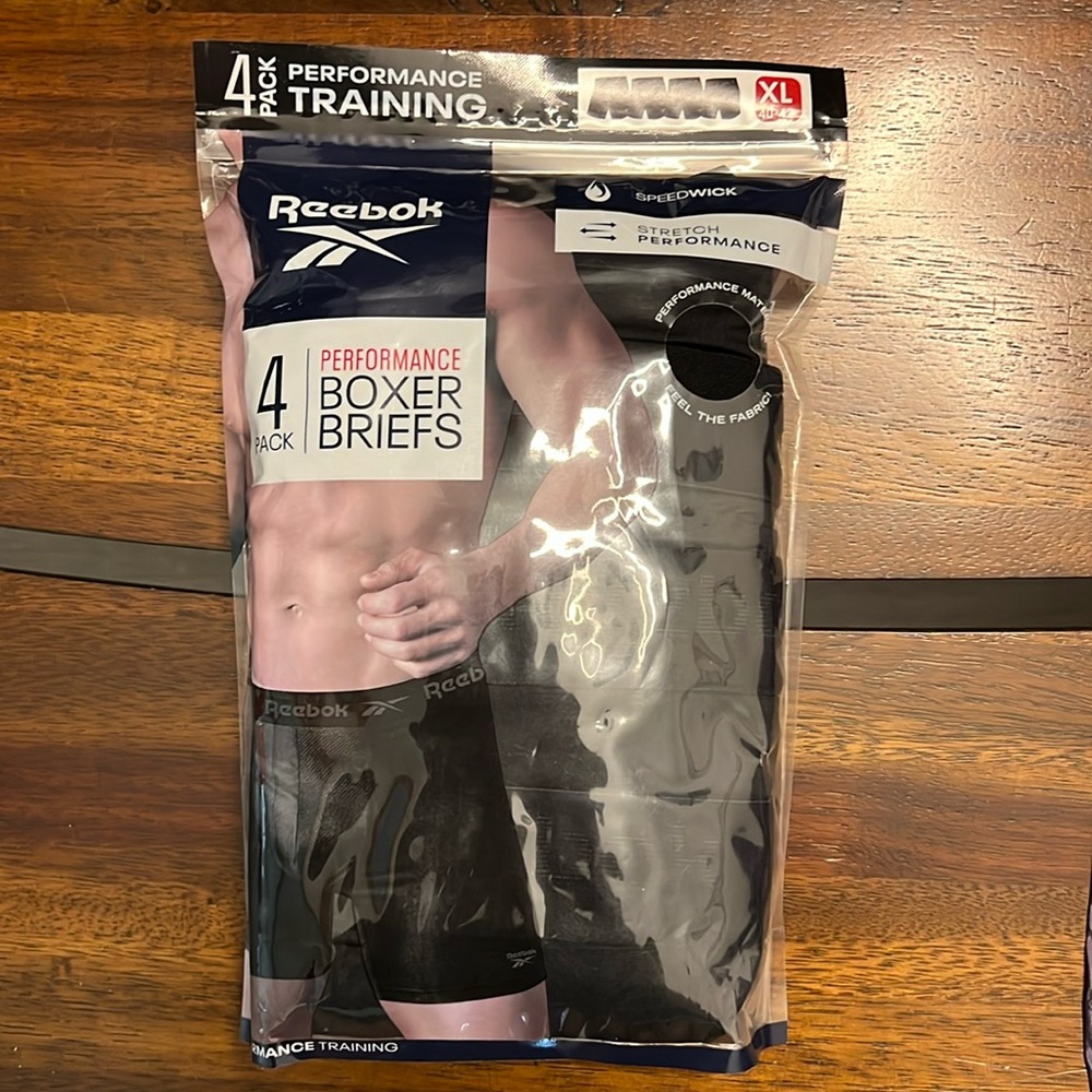 Reebok Performance Boxer Briefs 4-Pack XL Black